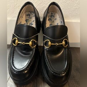 GUCCI Lugsole Horsebit Loafers